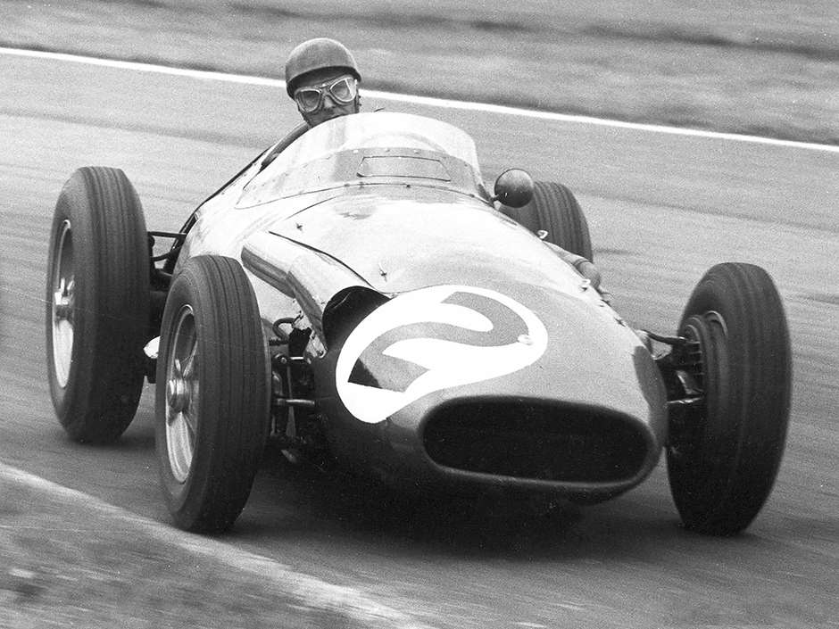Swansong - 1957 British GP at Aintree - Fangio Maserati 250F, retired GPL