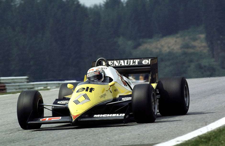 Renault Formula 1 Histrory. Austrian Grand Prix, Osterreichring The Renault RE40 V6 powers Alain Prost to victory in the 1983 Austrian GP, and to second position in the Drivers Championship, the closest Renault would come to winning the Championship.. World © Coates/LAT email: digital@latphoto.co.uk