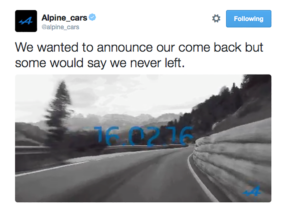 Renault Alpine Twitter